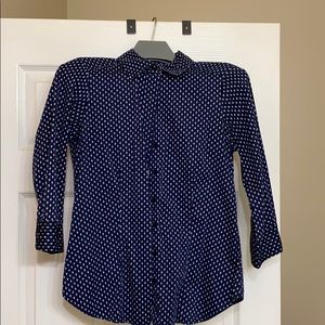 Blue and white polkadot shirt